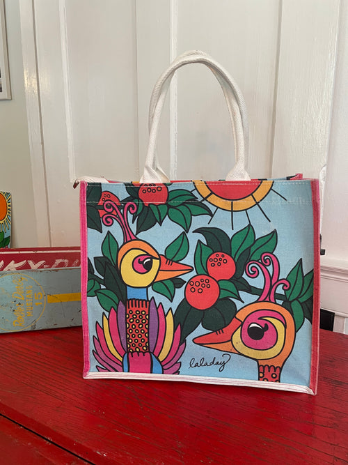Lala Bird Canvas Tote